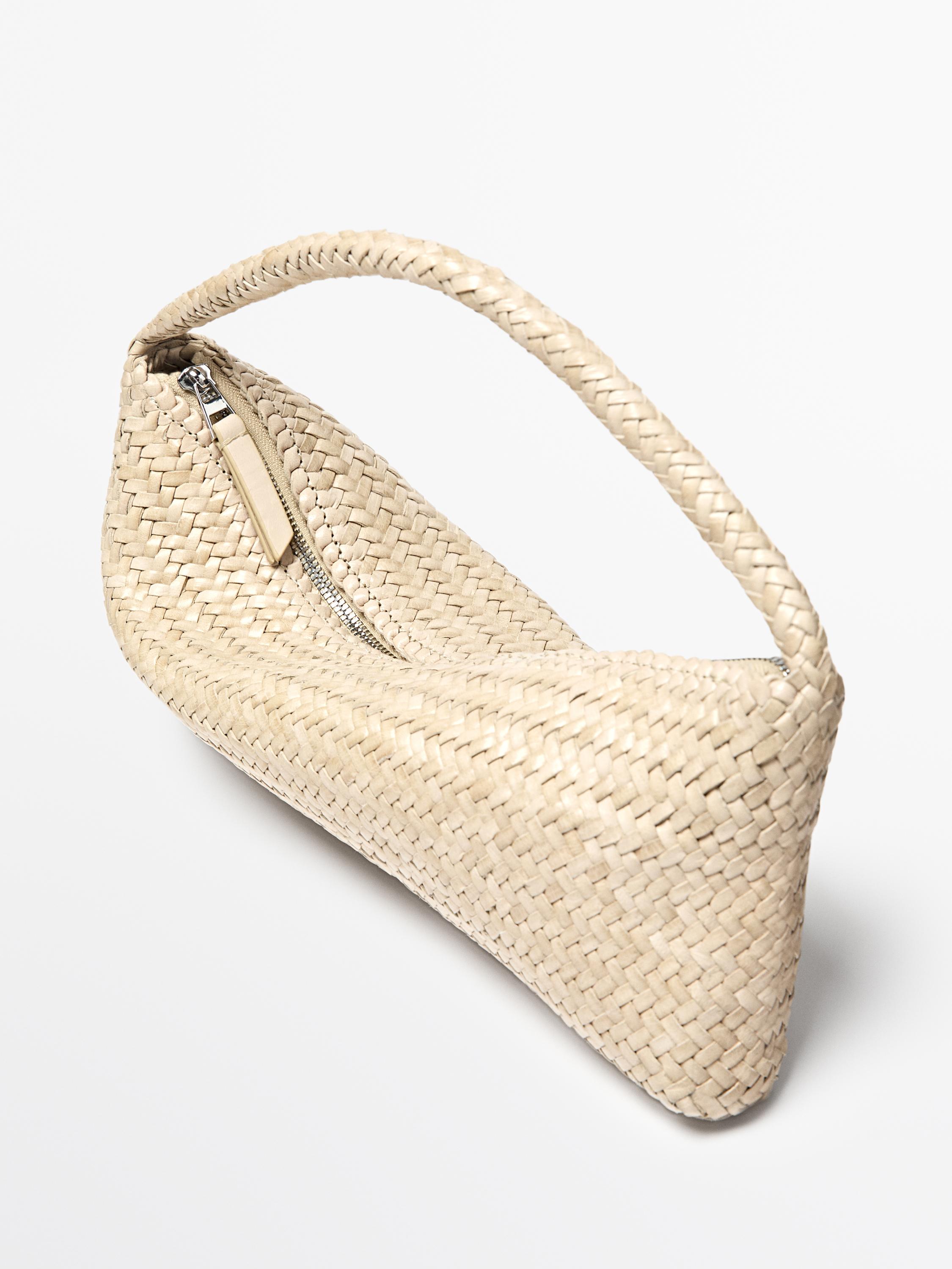 Nappa leather woven croissant bag